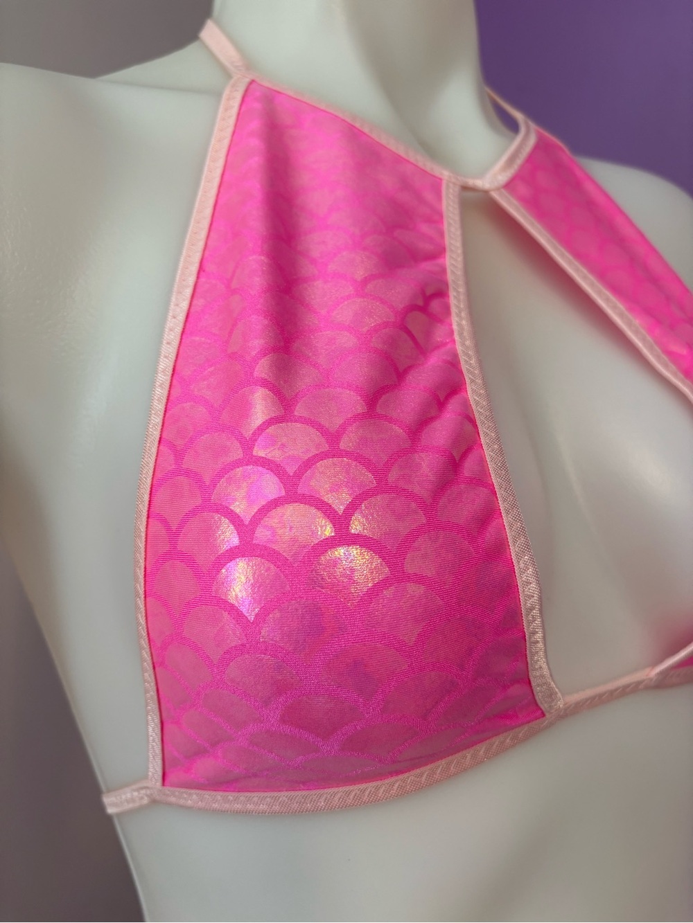 Pink Mermaid Halter Rave Top Size Small - Picture 3 of 4